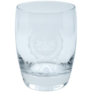 rocks glass with etched Pennsylvania State University Seal